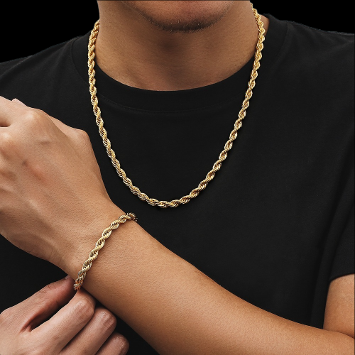 CORDELL HALSBAND OCH ARMBAND GULD 6MM (VÄLJ LÄNGD)