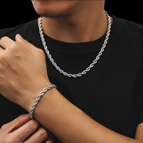 CORDELL HALSBAND OCH ARMBAND SILVER 6MM (VÄLJ LÄNGD)